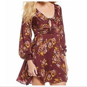 Free People Morning Light Mini Dress-Purple Combo